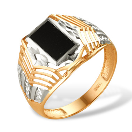 Кольцо, золото, оникс, 51-0062